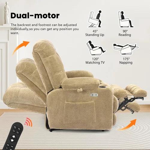 Miniatura 4 de EONIX Silla reclinable ancha para ancianos, silla elevadora de gran tamaño resistente de 400 libras con calor y masaje, reclinable elevador