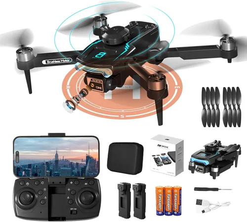 Dron con cámara para adultos 1080P HD, mini dron con evitar obstáculos 50 minutos de tiempo de vuelo largo, cuadricóptero RC plegable con motor sin