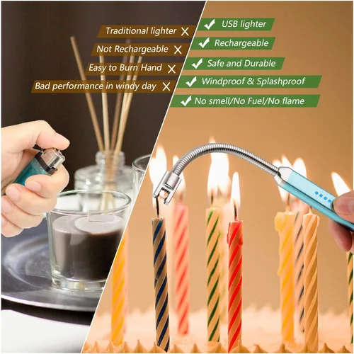 Miniatura 4 de MEIRUBY Encendedor eléctrico recargable USB, encendedor de arco, para velas, campamento, parrillada, deportes, herramienta para apasionados de lo