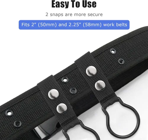 Miniatura 3 de UIInosoo - Soporte de anillo de linterna de nailon con doble clip para cinturón de servicio, mantiene la linterna de célula D/C Negro 1 paquete