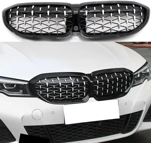 Rejilla de diamante G20 G28 compatible con rejillas de riñón frontales BMW Serie 3 2019 2020 2021 2022, rejilla de reemplazo de parachoques Rejilla