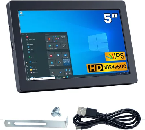 Hosyond Monitor Mini USB C de 5 Pulgadas, Pantalla LCD IPS de 1024x600, Pantalla Secundaria de Tipo C para PC, Laptop, Windows
