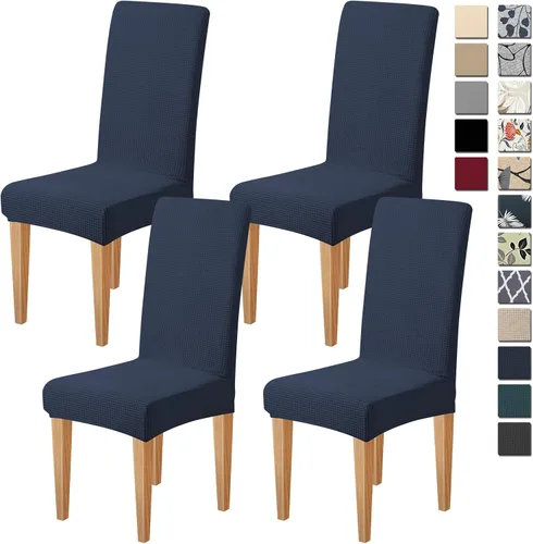 Miniatura 42 de Dioxide Fundas de Silla de Alto Estirar para Sillas de Comedor, Juego de Fundas de Silla de Comedor Lavables de 4, Fundas de Asiento de Silla