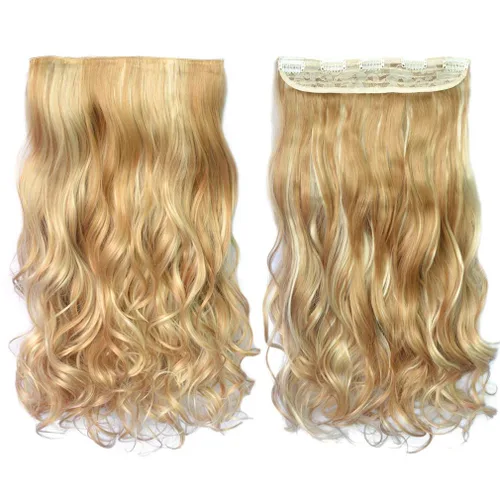 Miniatura 54 de REECHO Extensiones de cabello rubio, extensiones de una pieza con clip de 20" para mujer, extensiones de cabello sintético suave y natural con ondas
