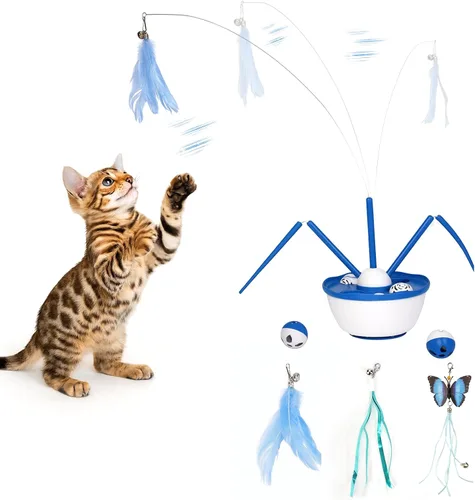 Pawingcat Juguete automático para gatos, juguete interactivo para gatos, bolas de hierba gatera 7 en 1, juguetes desmontables para gatos adultos
