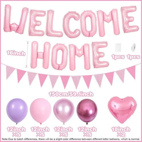 Miniatura 2 de Decoraciones Welcome Home Negro Azul Plateado, Pancarta de Globos de Papel de Aluminio Negro Welcome Home con Globos de Corazón Azul Marino Banderín