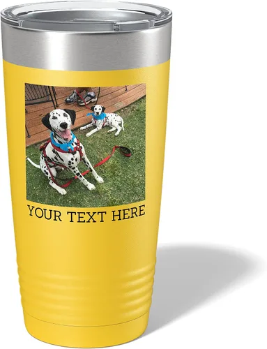 Miniatura 14 de Vaso personalizado de 20 onzas (17 colores) con foto impresa con aislamiento térmico de acero inoxidable recubierto de polvo con tapa, regalo