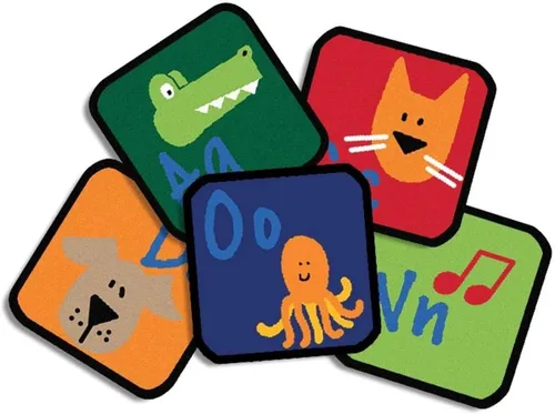 Carpets for Kids KID$Value Plus 7026 Juego de bloques de aprendizaje de 12 pulgadas para alfombras individuales, 26 unidades, multicolor