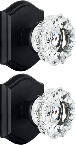 Miniatura 8 de Pomos de Puerta de Vidrio para Interiores, Estilo Vintage, Pomos de Puerta de Cristal de Privacidad con Cerradura, Pomos de Puerta de Latón Antiguo