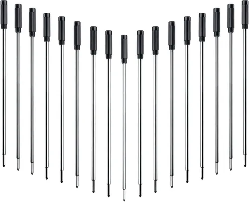 Miniatura 4 de DunBong Paquete de 5 repuestos de tinta negra, repuestos de bolígrafo reemplazables, repuesto de metal de punta media (negro)