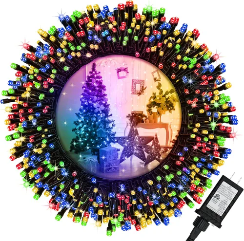 Flechllary Luces de Cadena Navideñas de 200 LED, 72 Pies de Luces Interiores Enchufables con 8 Modos y Temporizador y Función de Memoria, Luces de