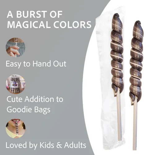 Miniatura 5 de Adams & Brooks Silver Tutti Frutti Mini Unicorn Pops, tarro de 10 onzas (24 unidades) - Piruletas de unicornio Twisty, dulces envueltos