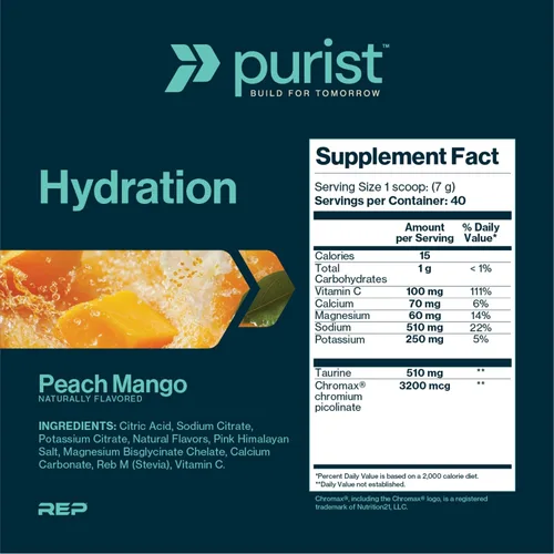 Miniatura 2 de Purist Polvo de electrolitos Hidratación de agua con 800 mg de electrolitos sin azúcar mezcla de bebida de stevia Cero ingredientes artificiales
