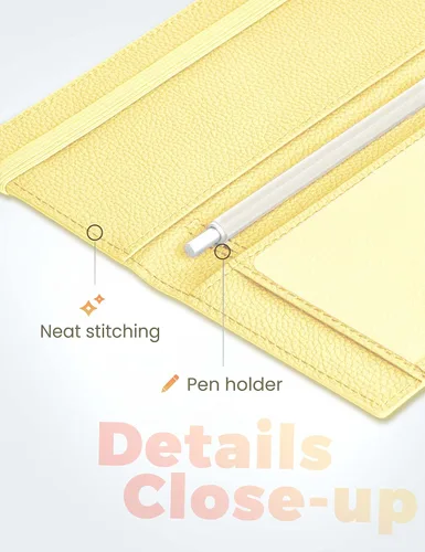 Miniatura 92 de Yarnic Funda para chequera personal, soporte para chequera con soporte para bolígrafo y divisor de plástico transparente integrado para cheques Rosa