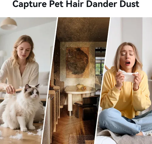 Miniatura 5 de Purificadores de aire para mascotas con filtro HEPA, purificador de aire para el hogar con prefiltro reemplazable para pelo de mascotas, salida