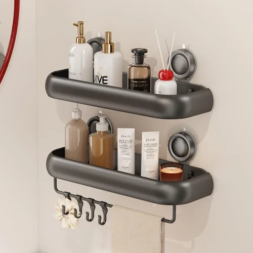 Miniatura 7 de CICUFY Organizador de ducha con ventosa, 1 paquete de estantes de ducha esquineros sin perforación, organizador de almacenamiento de baño a prueba