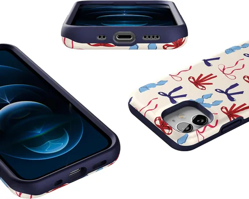 Miniatura 3 de Casely Funda para iPhone 12 Mini American Girlie Lazos rojos, blancos y azules Diseño protector audaz Compatible con MagSafe