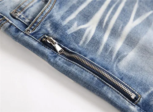 Miniatura 8 de AITITIA Jeans de corte recto lavado con cremallera para hombre