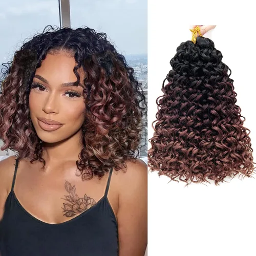Miniatura 36 de GoGo Curl Crochet Hair 18 pulgadas onda de agua pelo sintético bohemio ganchillo trenzado jengibre onda profunda extensiones de cabello trenzado