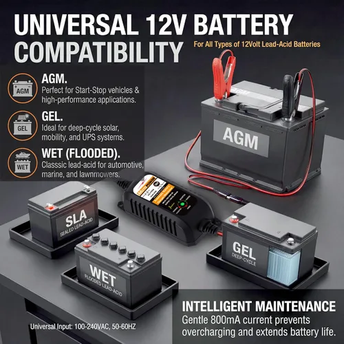 Miniatura 9 de MOTOPOWER MP00205A Cargador de batería automático de 12 V 800 mA, mantenedor de batería, cargador de goteo y desulfatador de batería, paquete de 2