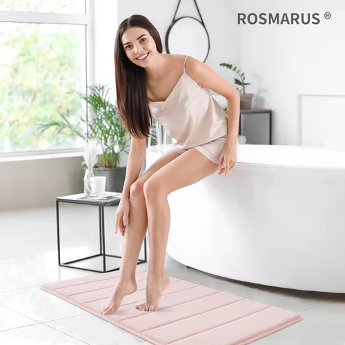 Miniatura 2 de ROSMARUS Alfombra de baño de espuma viscoelástica 17” x 24”, alfombras de baño absorbentes de agua para el baño, alfombras de baño antideslizantes