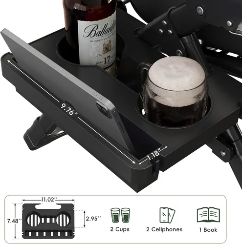 Miniatura 8 de Amopatio Silla de gravedad cero de gran tamaño, silla reclinable de 29 pulgadas de ancho, con bloqueo y reposapiés mejorados, soporte para tazas
