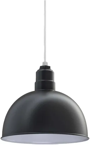 Miniatura 43 de Steel Lighting Co. Colgante de cuenco rosa Lámpara montada en el techo Cúpula de 15 pulgadas vástago de 12 pulgadas Estilo granero de acero