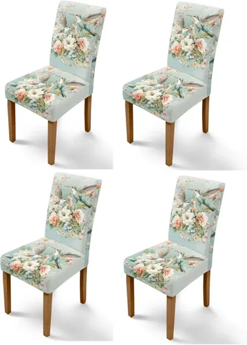 Miniatura 33 de HUGS IDEA Yellow Floral Chair Covers for Dining Room Set of 2 Flowers Kitchen Chair Covers Washable Dining Chairs Slipcovers Cubre Sillas