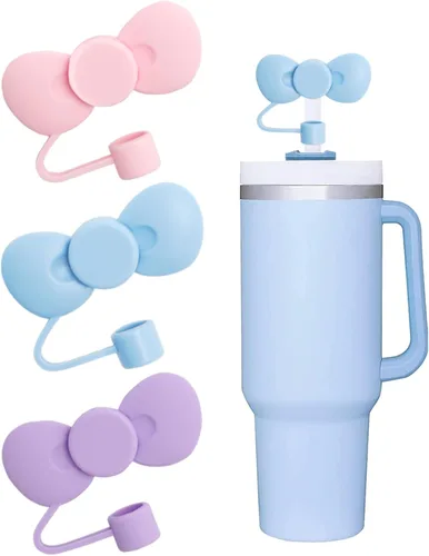 Miniatura 16 de Juego de 4 fundas de popote con diseño de estrella compatibles con vasos Stanley de 30 y 40 onzas, reutilizables, bonitas puntas de popote
