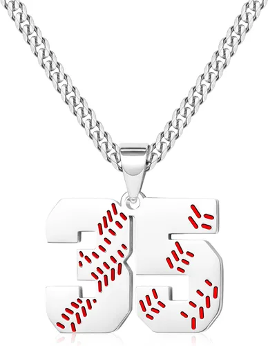 Miniatura 79 de Btysun Collares de béisbol de béisbol número 0-99 dijes de acero inoxidable para hombres, regalos de béisbol, papá, marido, regalo de Navidad