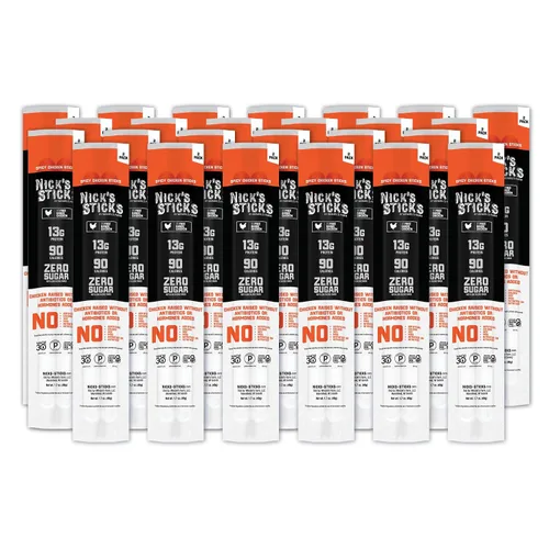 Miniatura 10 de Palitos de carne de res alimentada con pasto Nick's Sticks, sin gluten, sin antibióticos u hormonas (25 paquetes de 2 palitos)