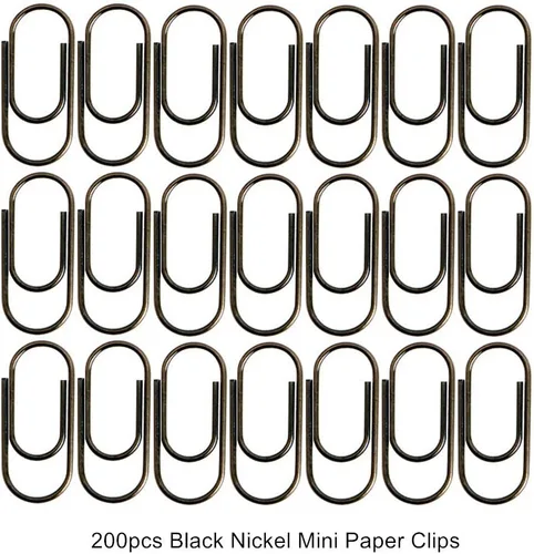 Miniatura 3 de 200 mini clips de papel negro de níquel negro, bonitos clips de papel de 3/5 pulgadas, acero inoxidable en hojalata plateada, soportes para oficina