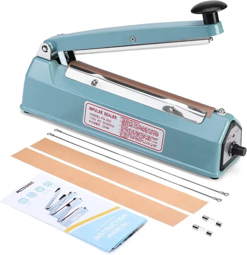 Miniatura 11 de METRONIC Sellador de impulso de 8 pulgadas, máquina selladora térmica manual para bolsas de plástico, selladores de bolsas retráctiles, máquina
