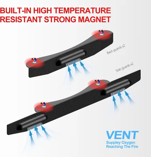 Miniatura 6 de Protectores de viento mejorados para parrilla Blackstone de 22 pulgadas, accesorios de parrilla Blackstone, pantalla magnética de viento de acero