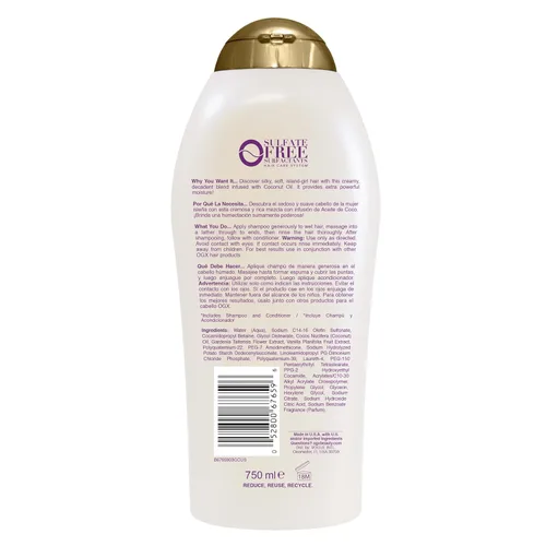 Miniatura 7 de OGX Remedio Extra Fuerte para Daño + Champú de Aceite Milagroso de Coco para Cabello Seco, Frizz o Grueso, Champú Hidratante y Antiencrespamiento