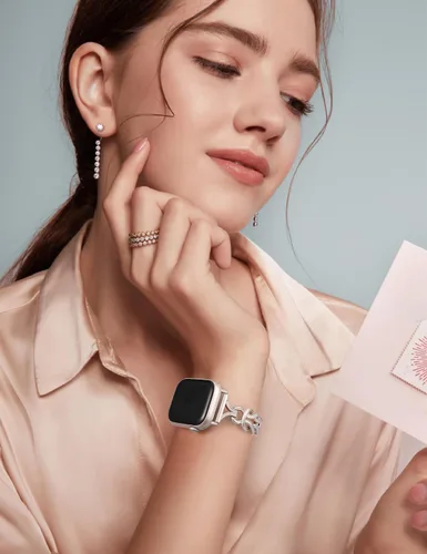 Miniatura 6 de TOYOUTHS - Pulsera celta compatible con bandas de Apple Watch 38/40/41/42/44/45/46/49 mm para mujeres, cadena elegante de joyería de metal de acero