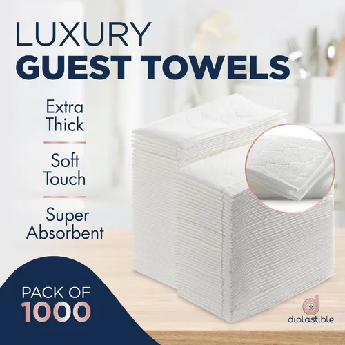 Miniatura 2 de Paquete de 1000 toallas desechables para invitados, servilletas blancas para baño de invitados, toallas de mano desechables de alta resistencia