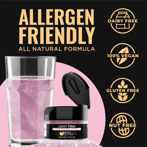 Miniatura 4 de Brew Glitter - Purpurina comestible rosa claro para bebidas, cócteles, cerveza y bebidas 1 frasco de 4g