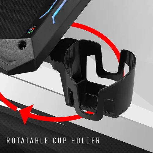 Miniatura 7 de Homes: Inside + Out Kindira - Escritorio moderno de acero para juegos con puertos USB, alfombrilla de mouse de PC y portavasos giratorio
