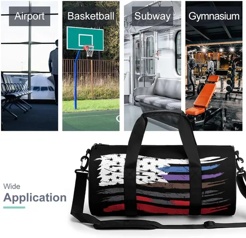 Miniatura 2 de Bolsa deportiva para gimnasio con bandera de Jiu Jitsu Americana, bolsa de viaje para entrenamiento, bolsas ligeras de fin de semana para mujeres