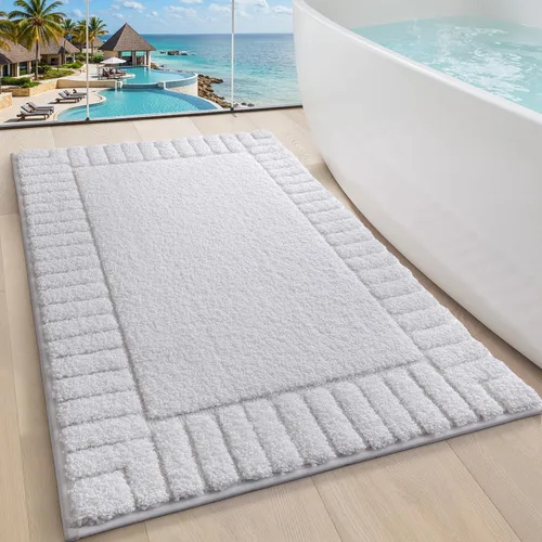 Miniatura 15 de LUMI Alfombras de baño antideslizantes con parte trasera de goma, alfombra de baño de microfibra de felpa extrasuave, absorbente, lavable a máquina