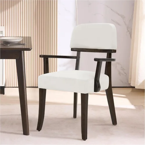 Miniatura 39 de adochr Sillas de comedor de terciopelo con brazos, sillas de comedor tapizadas con patas de madera dura y respaldo curvado abierto, sillas de cocina