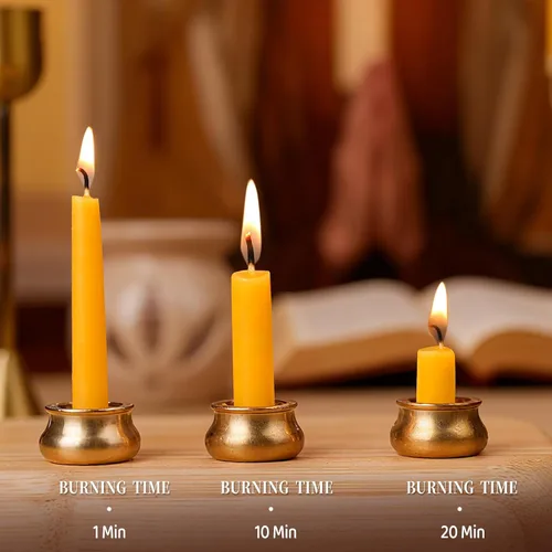 Miniatura 8 de Velas de meditación de cera de abeja de 20 minutos, paquete de 12 velas de cera de abeja con portavelas de latón, mini velas de oración de cera