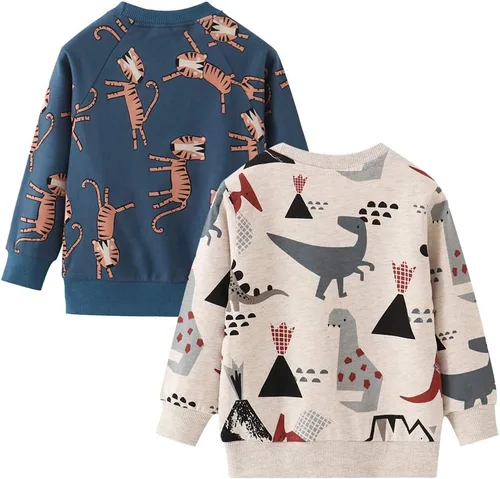 Miniatura 2 de Sudadera de cuello redondo para niños pequeños varones, suéter de algodón de manga larga con estampado de dibujos animados