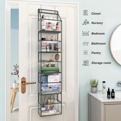 Miniatura 6 de Fixwal Organizador de Despensa Colgante Sobre la Puerta - Almacenamiento de Habitación de 5 Estantes con Bolsillos de Plástico Transparente