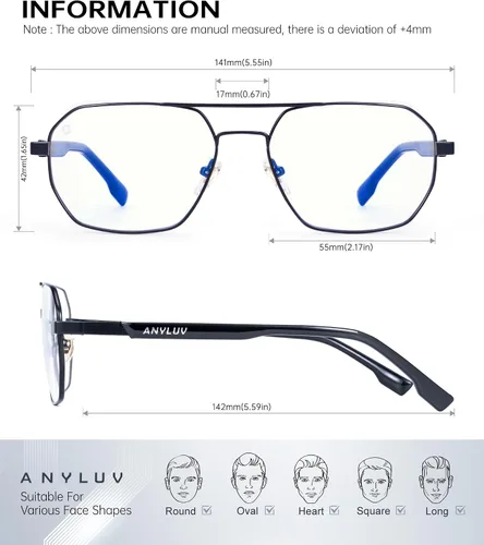 Miniatura 4 de ANYLUV Gafas de luz azul para mujer/hombre, gafas de bloqueo de luz azul para mujer, gafas de juegos para computadora para protección ocular