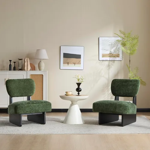 GDFStudio Juego de 2 sillas decorativas tapizadas sin brazos, modernas sillas auxiliares minimalistas con respaldo para sala de estar, dormitorio,