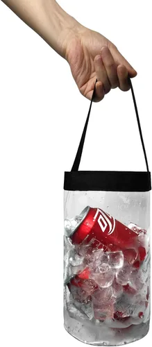 Miniatura 3 de Paquete de 2 bolsas de vino helado, portátil, plegable, enfriador de bolsa de vino transparente con asa, enfriador de botellas de vino, bolsa