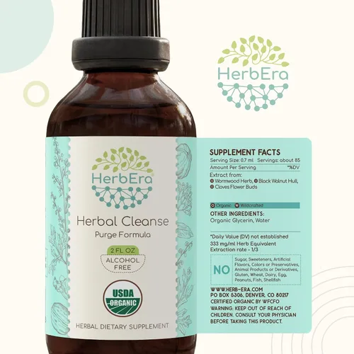 Miniatura 5 de HerbEra Herbal Cleanse Tintura Orgánica Sin Alcohol Fórmula de Desintoxicación y Limpieza, Suplemento de Extracto Hierba de Ajenjo Orgánica