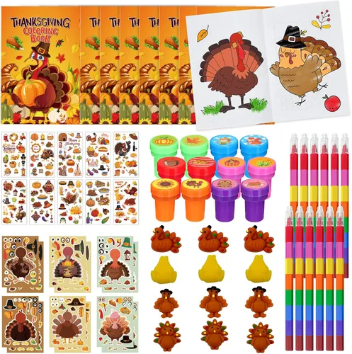 Cinrobiye 72 piezas de regalos de fiesta del día de Acción de Gracias, regalos de intercambio escolar de otoño, libros para colorear de Acción de